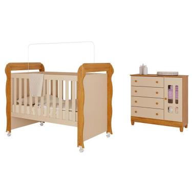 Imagem de Berço Americano Mirelle e Cômoda Infantil Ariel Off White Bétula– Carolina Baby