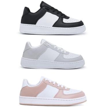 Imagem de Kit 3 Pares Tênis Sneakers Casual Feminino Moda Blogueira Original e B