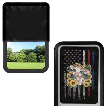 Imagem de Mintulipy Capa de persiana de janela de porta de trailer bandeira americana, cortinas de tecido blackout de girassol de porco para trailers coberturas de trailer acessórios essenciais (43,9 x 66 cm)