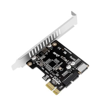 Imagem de Sintech PCI-e 1X Express 5Gbps Tipo-E USB 3.1 Tomada para painel frontal e USB 3.0 19/20 pinos placa adaptador de cabeçalho VL805