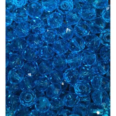 Imagem de Kit 200 Cristais Miçangas Azul Claro 8 mm Umbanda Guia - Lua Mística -