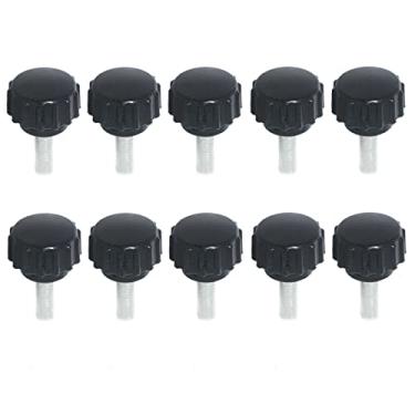 Imagem de M4x12 Puxador de pino redondo serrilhado macho aperto parafuso de polegar plástico puxadores de cabeça preta puxador de mão parafuso de aperto parafuso de aperto para máquina-ferramenta 10 peças