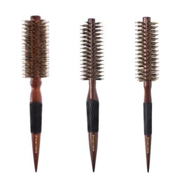 Imagem de Kit 3 escovas térmicas madeira cabo pontiagudo 34/38/45mm - Marco Boni