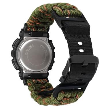 Imagem de Abanen Pulseira de relógio trançada de nylon com fivela de segurança ajustável para Casio gshock DW-5600/8900, GA-100/GW-B5600/GB-5600 /GW-6900, Verde-laranja, One Size