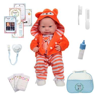 Imagem de Bebê Reborn Menino Raposa Com Kit Acessórios Pode Dar Banho - Cegonha 