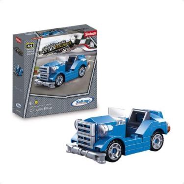 Imagem de Blocos de Encaixar Corrida Maluca Classic Blue 44 Peças Xalingo - 2731