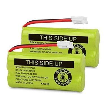 Imagem de QTKJ BT184342 BT18433 BT28433 BT284342 bt183348 BT-1018 Bateria sem fio para AT&T CL80109 TL90078 Vtech CS6209 BT-8300 CS6219 CS6229 DS6301 DS6151 DS6101 BT-1022 Uniden DCX400 (2 peças)