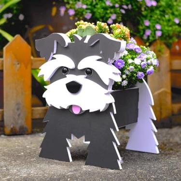 Imagem de Vaso de plantas em forma de cachorro de estimação, recipiente de armazenamento, ornamentos decorativos internos e externos, bancadas, jardim, decorações de pátio (Schnauzer)