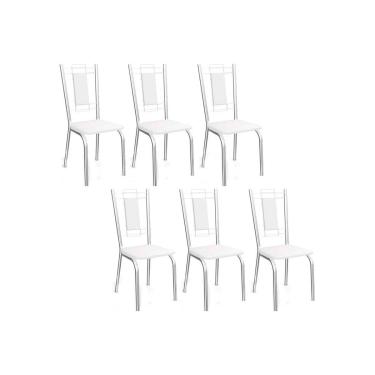 Imagem de Cadeira de Cozinha Florença 2C005 Aço Kit 6 Uni Cromada/Branco 106 - Kappesberg