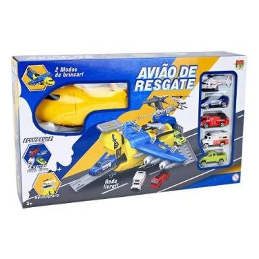 Imagem de Brinquedo Infantil Avião Resgate com Carrinhos e Helicóptero - DMTOYS