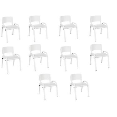 Imagem de Kit 10 Cadeira Iso Infantil Creche, Escola Base Branco Branco - LAURAL