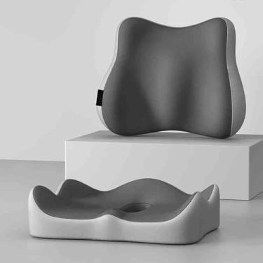 Imagem de Almofada Ergonômica Para Cadeira De Escritório, Almofada De Assento De Carro De Espuma De Memória, Alivia As Costas, Nádegas, Quadril, Cóccix, Dor Ciátic, Gray 1-2, 1pcs 13 * 16 * 3inch