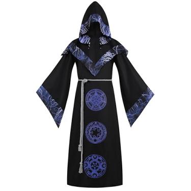 Imagem de AGCOAH Men Witch Costume Adult Wizard Costume Halloween Costumes for Adults Fiyero Costume Wicked Jedi Robes Adult Male 2Pcs （Flash Purple-S）