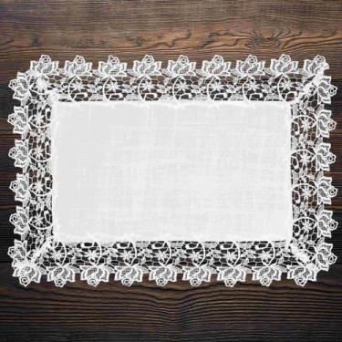 Imagem de 10 Toalha De Bandeja Branco Renda Poli-Bambu 30X45Cm Rafimex