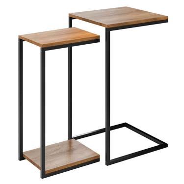 Imagem de Kit Mesas Laterais Apoio Rawson Estilo Industrial