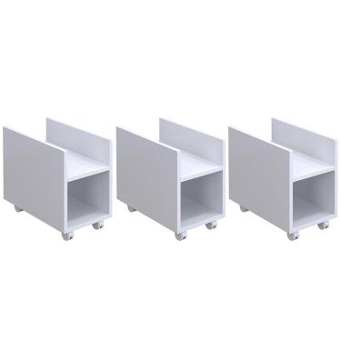 Imagem de Kit 3 Suportes Para Cpu E Nobreak Com Rodízios Guide Branco