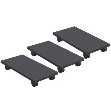 Imagem de Kit 03 Suportes Para Cpu Com Rodízios Cyber L03 Preto