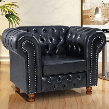 Imagem de Poltrona Chesterfield Vittorio Via Encanto Courano Preto