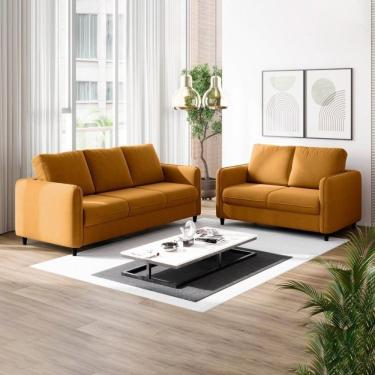 Imagem de Conjunto Sofá Orquídea 2 E 3 Lugares Em Veludo Amarelo