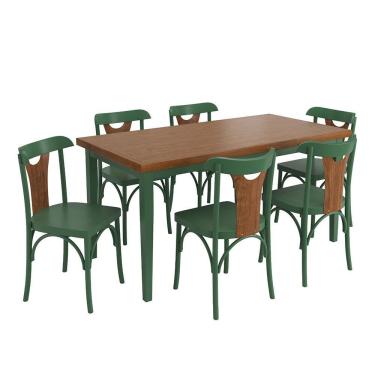 Imagem de Conjunto Sala De Jantar E Cozinha Com 6 Cadeiras Y Madeira Maciça Verde