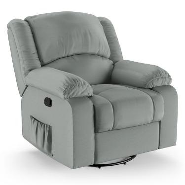 Imagem de Poltrona Do Papai Reclinável Melim Glider Giratória Massagem Sintético Pu Fh1 - D'rossi Cor Cinza