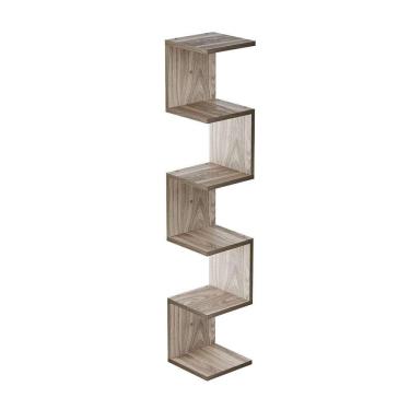 Imagem de Prateleira De Canto Lyra 5 Nichos Decorativos Freijó Para Sala Quarto Livros