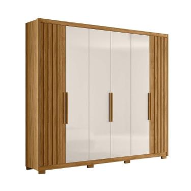 Imagem de Guarda Roupa Grande com Ripado 260x230cm Araguaia Moval Freijó Off White