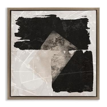 Imagem de Stupell Industries Duas formas abstratas pretas marrom emoldurado tela flutuante arte design de parede por Daniela Santiago, 18 x 18