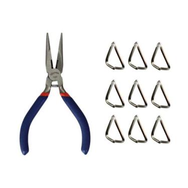 Imagem de Conjunto 100 Triangulos 8mm Chaveiro Argola Alicate Ajuste - RA