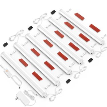 Imagem de MYPLUS Kit De Iluminação Led Para Armários, Pacote Com 6 Luzes Balcão 12" Ajuste Intensidade E 5 Temperaturas Cor, 1340 Lúmens Brilhantes, Barra Luz Conectável Armário Cozinha, Balcão, Closet