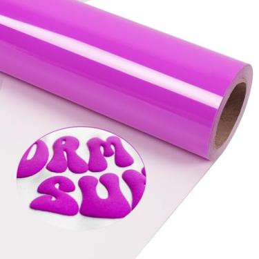 Imagem de TORC Purple Puff Htv - 30 Cm X 1,5 M, Vinil De Transferência Térmica 3D Para Camisetas, Artesanato Faça Você Mesmo Compatível Com Todas As Máquinas Corte, Fácil Cortar, Remover Ervas Daninhas E Pass