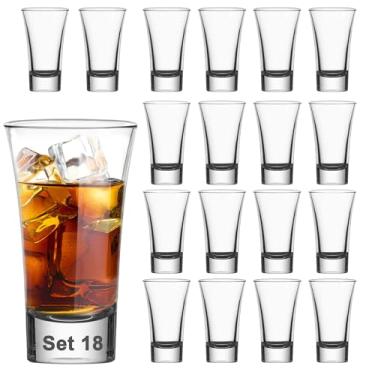 Imagem de TAOUNOA Conjunto de 18 copos Tall Shot de 56,7 g, base pesada, transparente, tequila, pequeno, alto volume para vodka Whisky Liquor