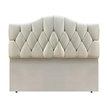 Imagem de Cabeceira Solteiro Cama Box Botões Provençal Creme Suede Com Pés 120Cm