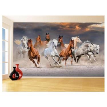 Imagem de Papel De Parede 3D Animais Cavalos Correndo Céu 3,5M Anm296 - Você Dec