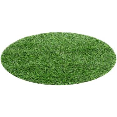Imagem de GOOHOCHY Tapete de mesa redondo de grama artificial – decoração de mesa de grama sintética verde para casamento, aniversário, festa, banquete, pátio – jogo americano realista de grama sintética para