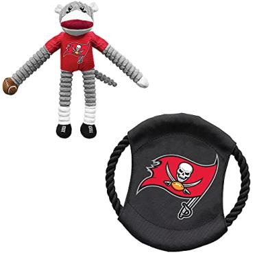 Imagem de Littlearth Conjunto de brinquedos para animais de estimação NFL Tampa Bay Buccaneers com macaco e disco voador