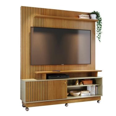 Imagem de Combo Home Com Rodinhas + Painel Para Tv 60 Polegadas Ares - 7 Decor Cumaru E Opala