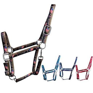 Imagem de RESISTANCE Trump Cabresto de cavalo de poliéster com encaixe – Durável e ajustável – Tamanho do cavalo (marrom, tamanho completo)