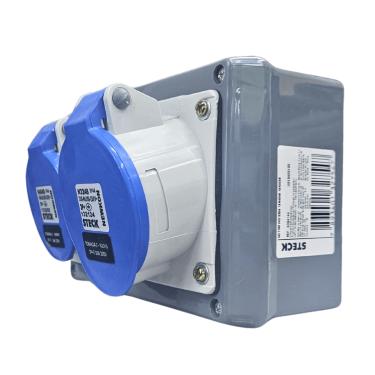 Imagem de Quadro Sobrepor C/ 1 Tomada Ind. N4049 + 1 Tomada Ind. N3246 Cód. S304144 - Steck