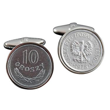 Imagem de Abotoaduras de moedas da Polônia-Moedas Grozsy genuínas - Garantia de presente de polimento