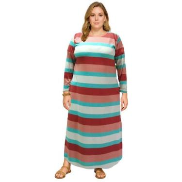 Imagem de Vestido Longo Estampado Feminino Inverno Manga Longa 2757 - Show store