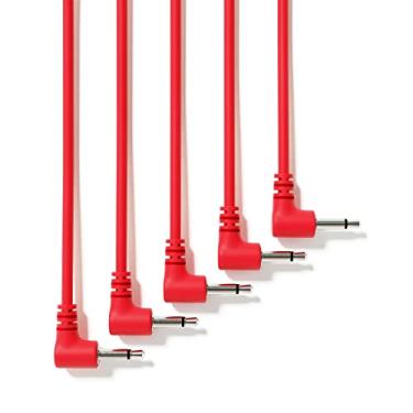 Imagem de ExcelValley - Pacote com 5 - Cabos de Patch Mono Modular de Ângulo Reto - Sintetizador Eurorack de 3,5 mm 1/8" [Vermelho | 15 cm - 5,91"]
