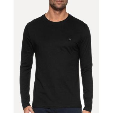 Imagem de Camiseta Aramis Masculina Manga Longa Basica Logo Preta, XL/GG