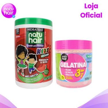Imagem de Kit Creme de Pentear Kids Melancia + Gelatina modeladora de cachos 3 e