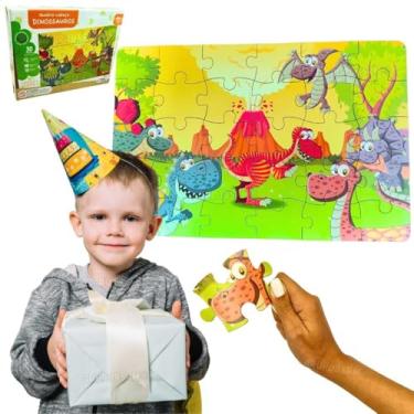 Imagem de Quebra Cabeça Infantil MDF 30 Peças Grandes 43x28 cm Resistentes Seguras Desenvolvimento Cognitivo Coordenação Motora Brinquedo Educativo e Durável Escolas Creches Aprendizado Lúdico (Dinossauro)