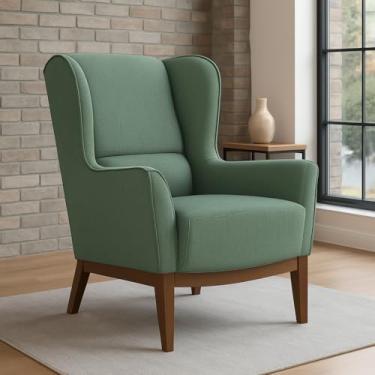 Imagem de Poltrona Dekorien Milena Linho Verde Salvia Alto Acabamento