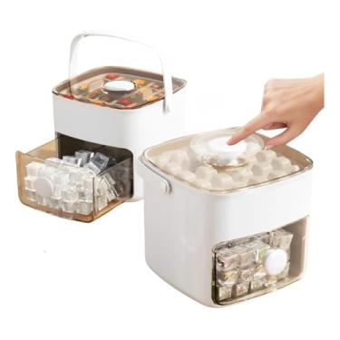 Imagem de Forma de Gelo 2 em 1 com Dispenser, 48 Cubos, 16x15x14,5cm, Branco, com Pegador