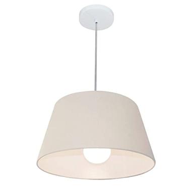 Imagem de Lustre Pendente Cone Cúpula Tecido 21/40x30 cm, Vivare Iluminação, Pendente4039 BR, Branco, Médio
