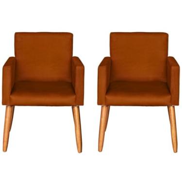 Imagem de Kit 2 Poltronas Cadeira Decorativa para Sala de estar Cadeiras para Recepção Manicure Escritório Sala De Espera Poltrona MOBLAN tecido suede (TERRACOTA)
