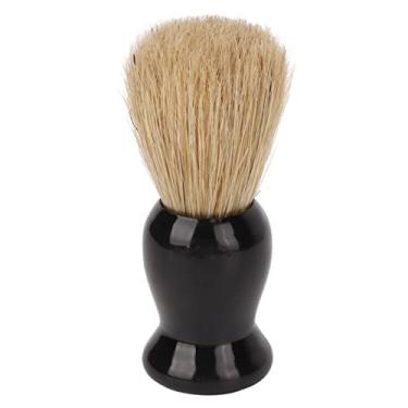 Imagem de Escova de barba com cabo curvo, escova de barbear masculina, sintética, viagem para salão de beleza, cabo de plástico preto brilhante, escova de espuma para remoção de pelos